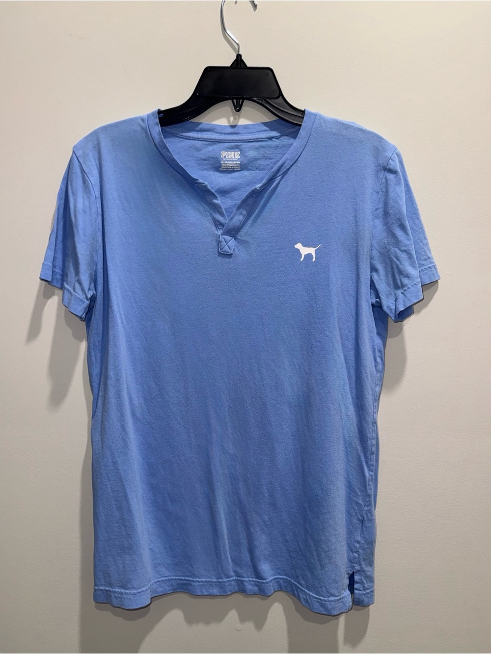 PINK Victoria's Secret Men's Sky Blue Short-Sleeve Henley Tee